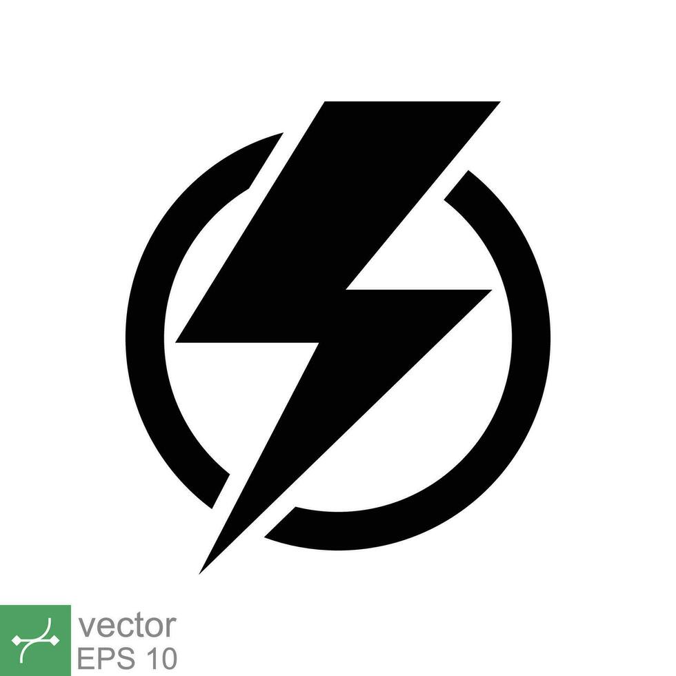 Power icon. Simple solid style. Lightning in circle, electric, flash, battery charge, voltage, thunder, bolt, storm, energy concept. Glyph vector illustration isolated on white background. EPS 10.