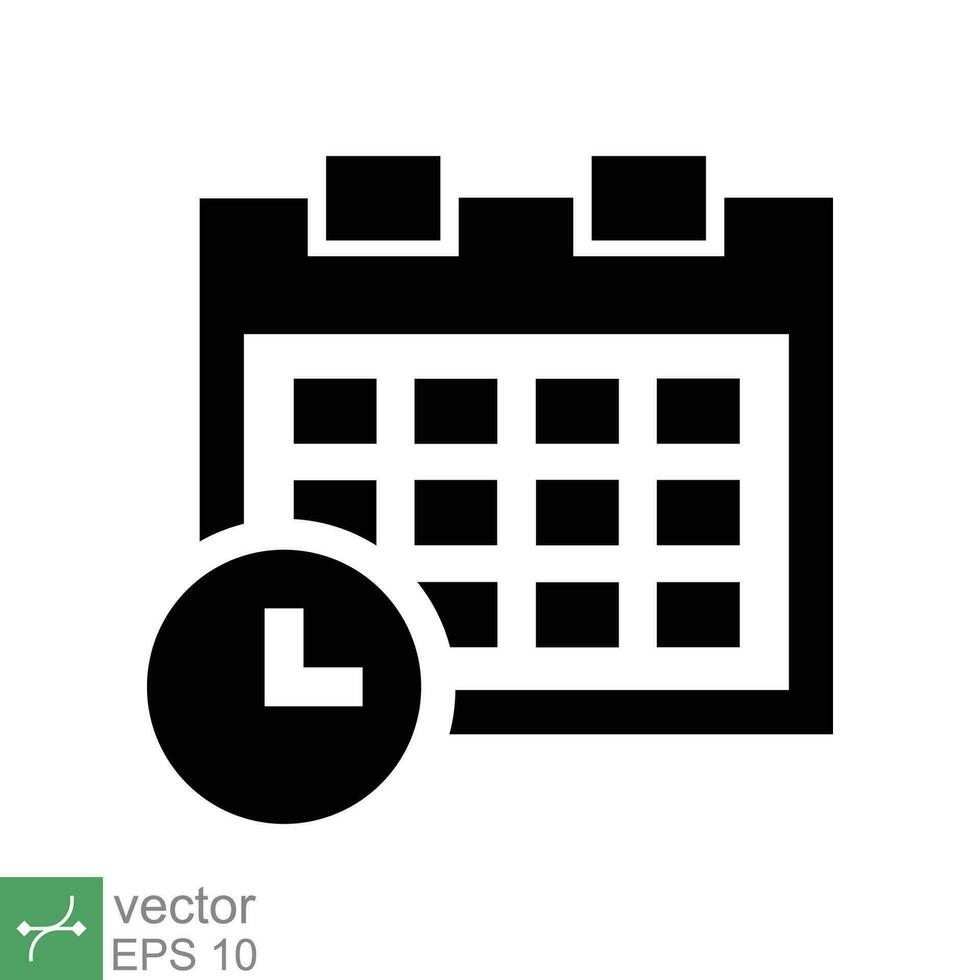 calendario icono. sencillo sólido estilo. reloj, tiempo, día, semana, año, reunión cita, cronograma, plan, día festivo, negocio concepto. glifo vector ilustración aislado en blanco antecedentes. eps 10