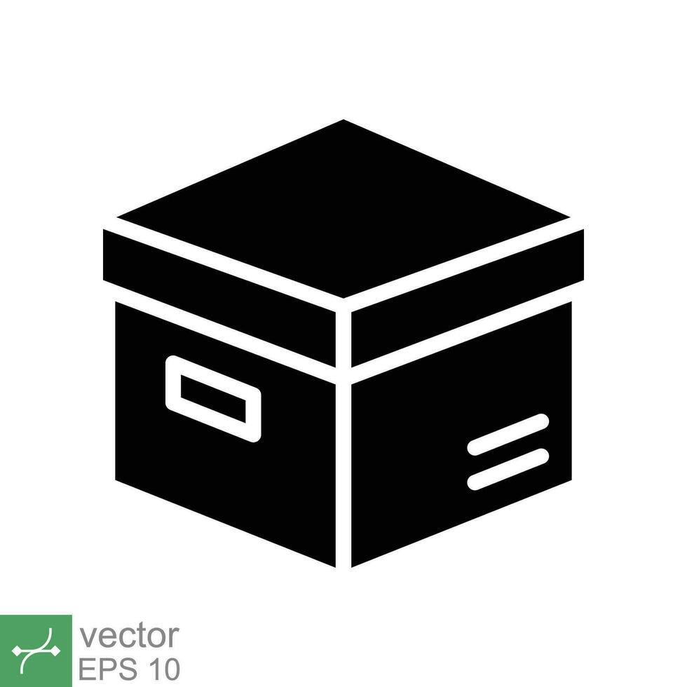 caja icono. sencillo sólido estilo. paquete, parcela, correo, recopilación, almacenamiento, embalaje, carga, caja de cartón, cartulina, entrega concepto. glifo vector ilustración aislado en blanco antecedentes. eps 10