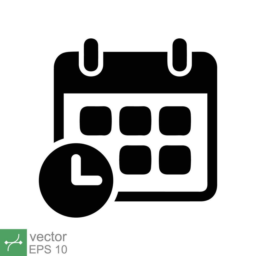 calendario icono. sencillo sólido estilo. reloj, tiempo, día, semana, año, reunión cita, cronograma, plan, día festivo, negocio concepto. glifo vector ilustración aislado en blanco antecedentes. eps 10