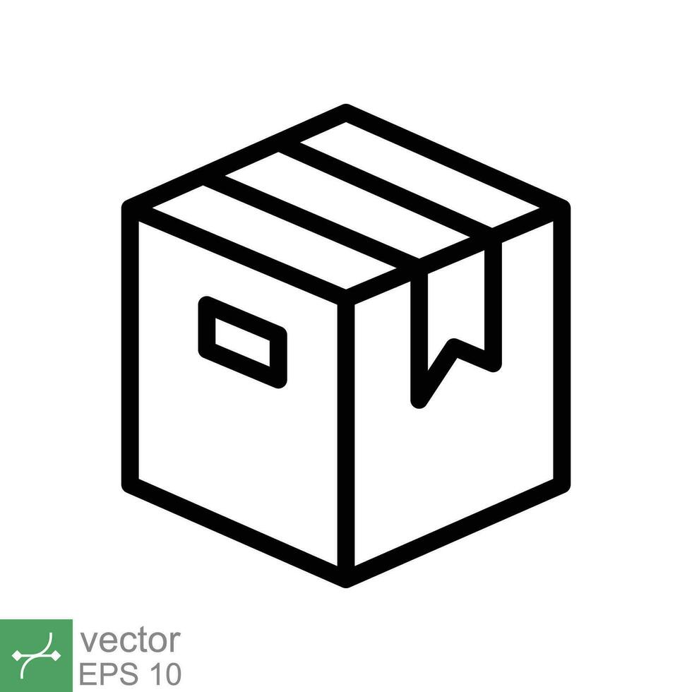 Box icon. Simple outline style. Package, parcel, post, collection, storage, packaging, cargo, carton, cardboard, delivery concept. Thin line vector illustration isolated on white background. EPS 10.