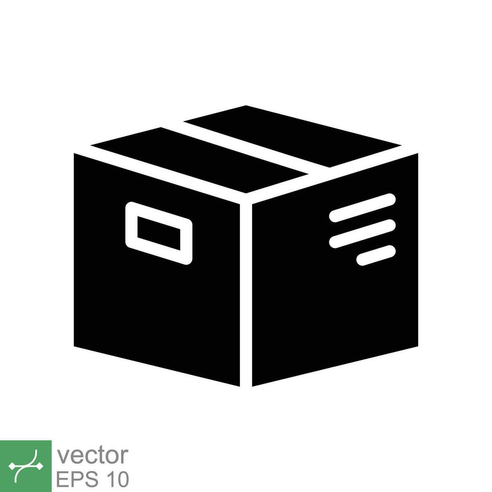 Box icon. Simple solid style. Package, parcel, post, collection, storage, packaging, cargo, carton, cardboard, delivery concept. Glyph vector illustration isolated on white background. EPS 10.