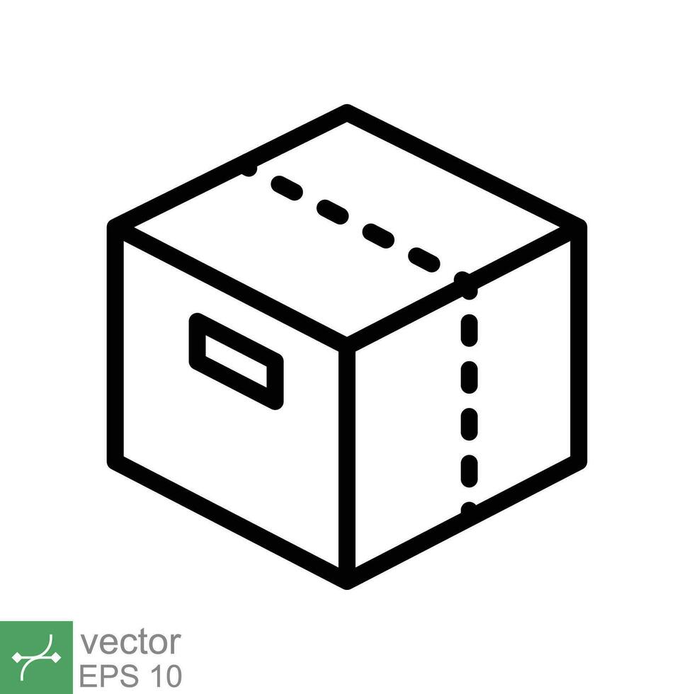 Box icon. Simple outline style. Package, parcel, post, collection, storage, packaging, cargo, carton, cardboard, delivery concept. Thin line vector illustration isolated on white background. EPS 10.