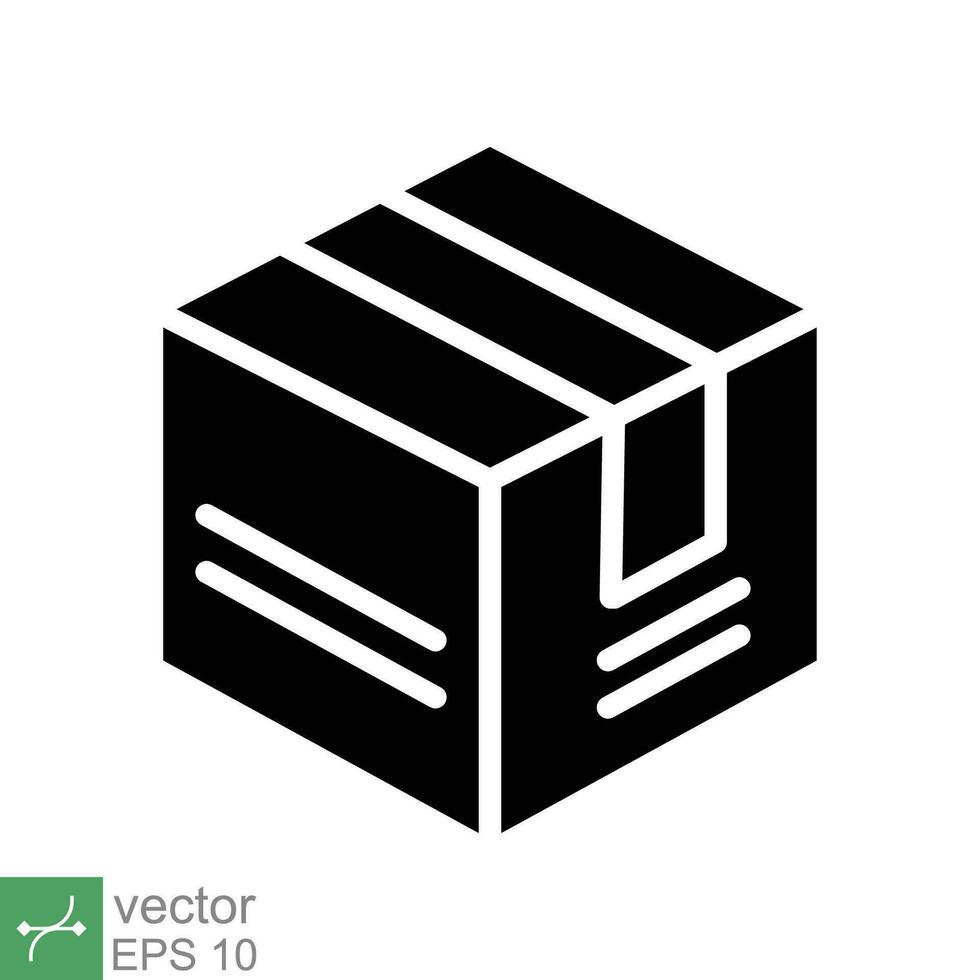 Box icon. Simple solid style. Package, parcel, post, collection, storage, packaging, cargo, carton, cardboard, delivery concept. Glyph vector illustration isolated on white background. EPS 10.