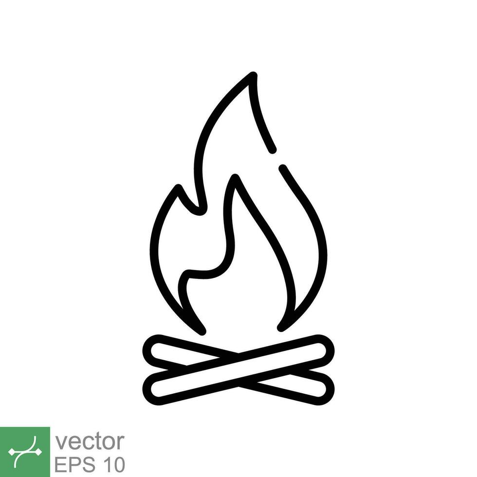 Bonfire icon. Simple outline style. Fire, campfire, camp, bon, flame, nature concept. Thin line vector illustration isolated on white background. EPS 10.