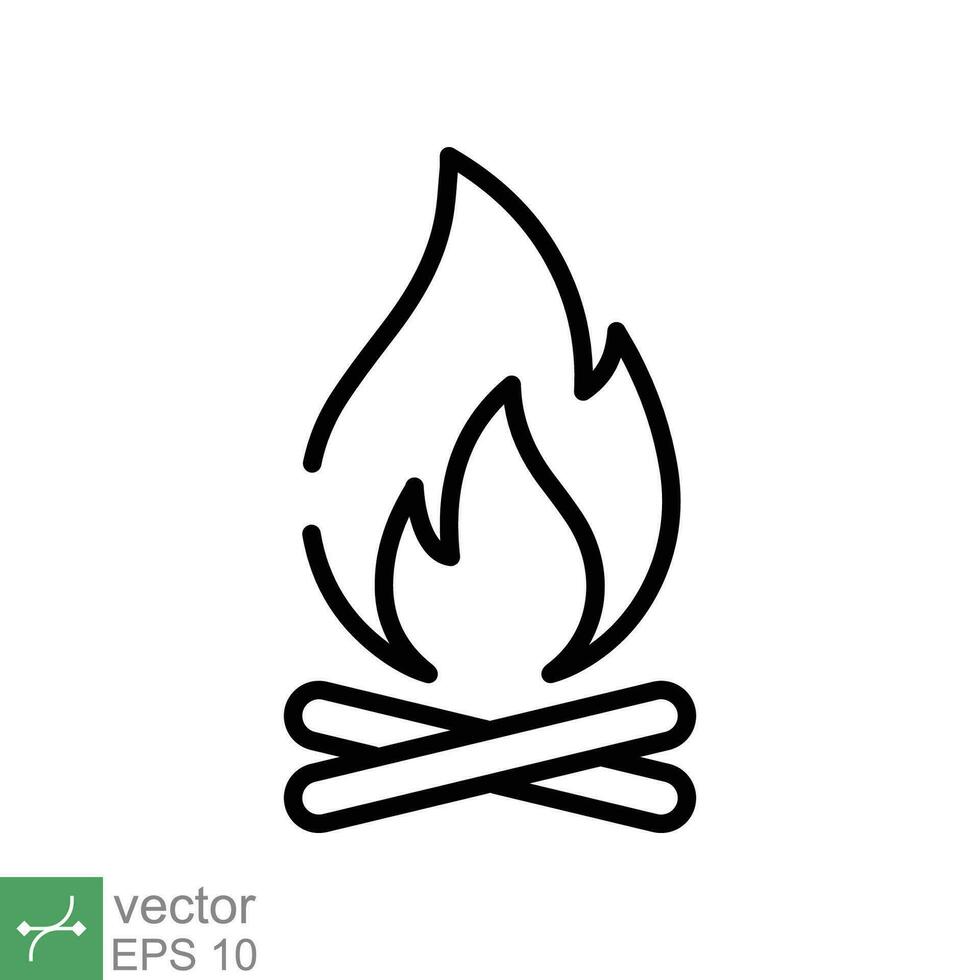 Bonfire icon. Simple outline style. Fire, campfire, camp, bon, flame, nature concept. Thin line vector illustration isolated on white background. EPS 10.