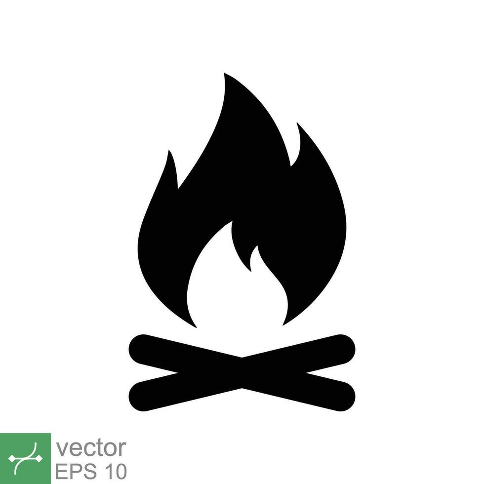 Bonfire icon. Simple solid style. Fire, campfire, camp, bon, flame, nature concept. Glyph vector illustration isolated on white background. EPS 10.