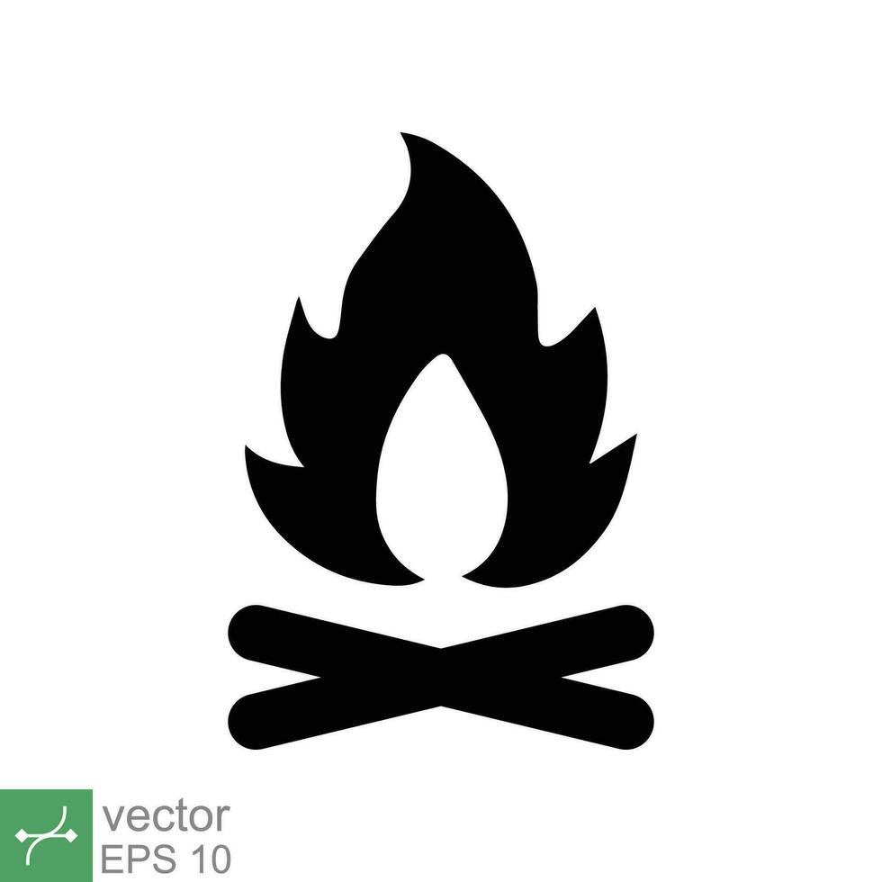 Bonfire icon. Simple solid style. Fire, campfire, camp, bon, flame, nature concept. Glyph vector illustration isolated on white background. EPS 10.