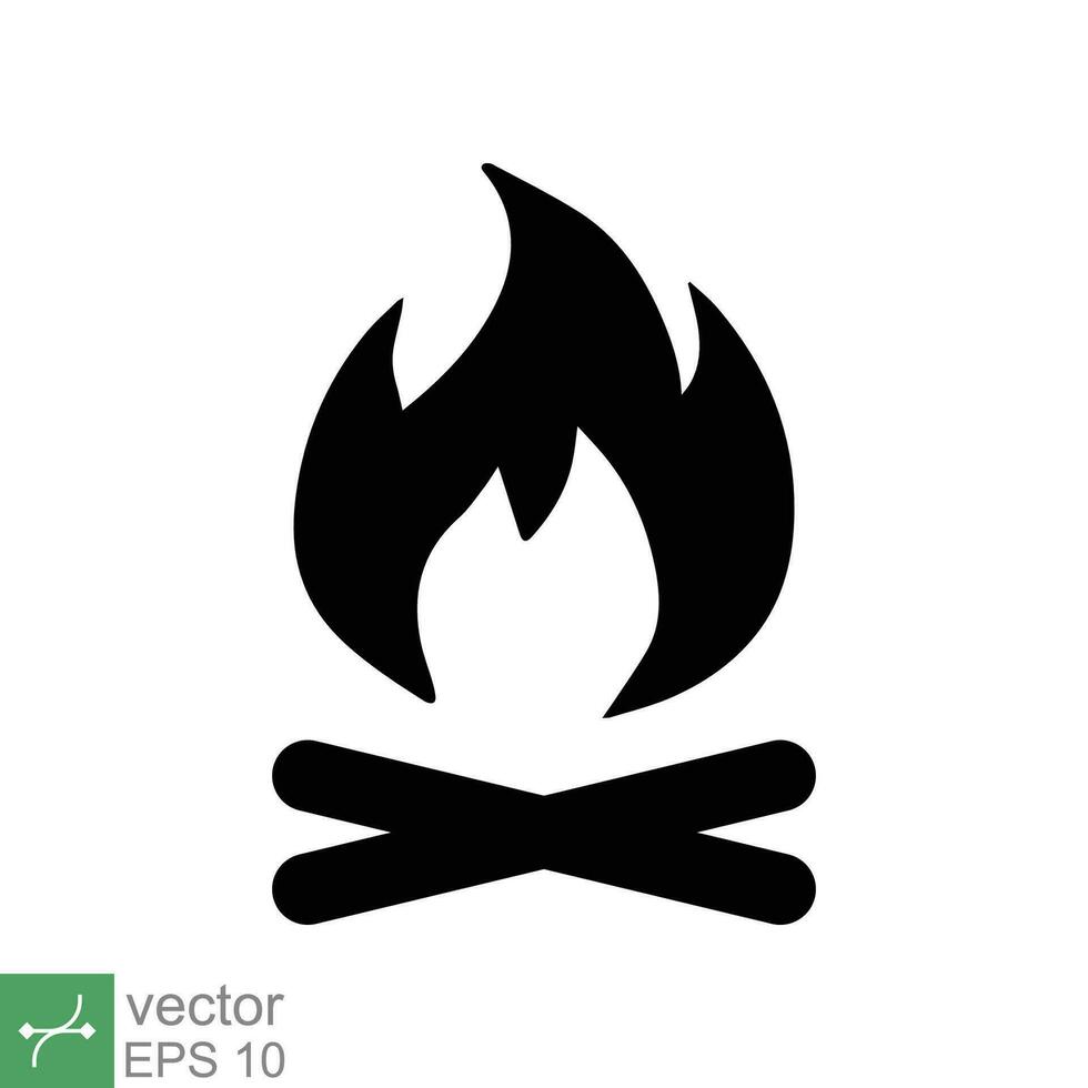 Bonfire icon. Simple solid style. Fire, campfire, camp, bon, flame, nature concept. Glyph vector illustration isolated on white background. EPS 10.