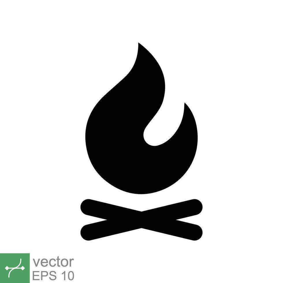 Bonfire icon. Simple solid style. Fire, campfire, camp, bon, flame, nature concept. Glyph vector illustration isolated on white background. EPS 10.