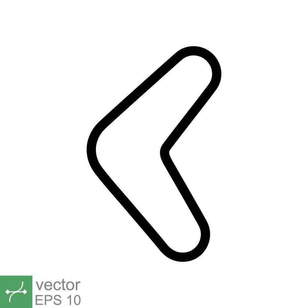 Boomerang icon. Simple outline style. Karma silhouette logo symbol, wood, black, handle, old weapon, sport concept. Thin line vector illustration isolated on white background. EPS 10.