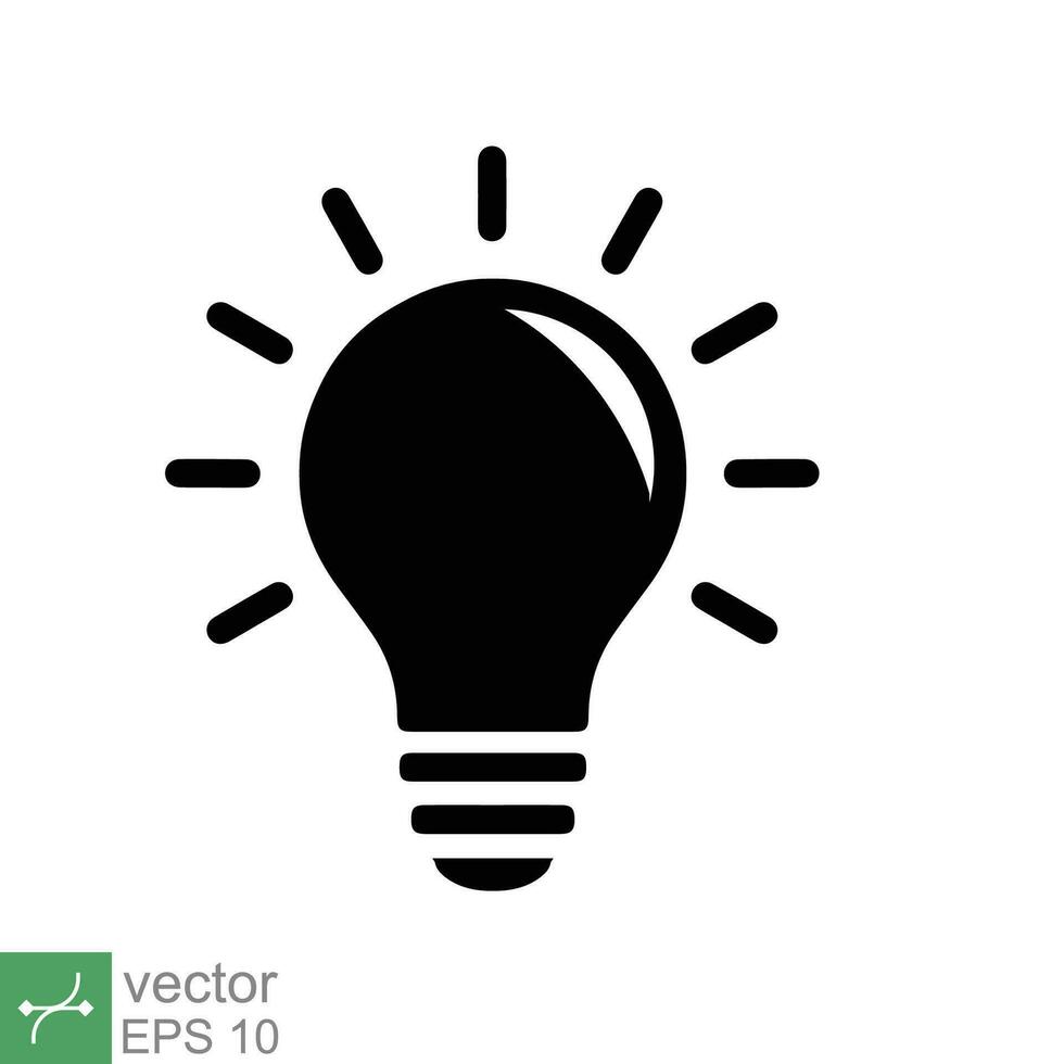 Lamp icon. Simple solid style. Bulb, light, idea, lightbulb, intelligent, think, creative concept. Glyph vector illustration flat symbol isolated on white background. EPS 10.