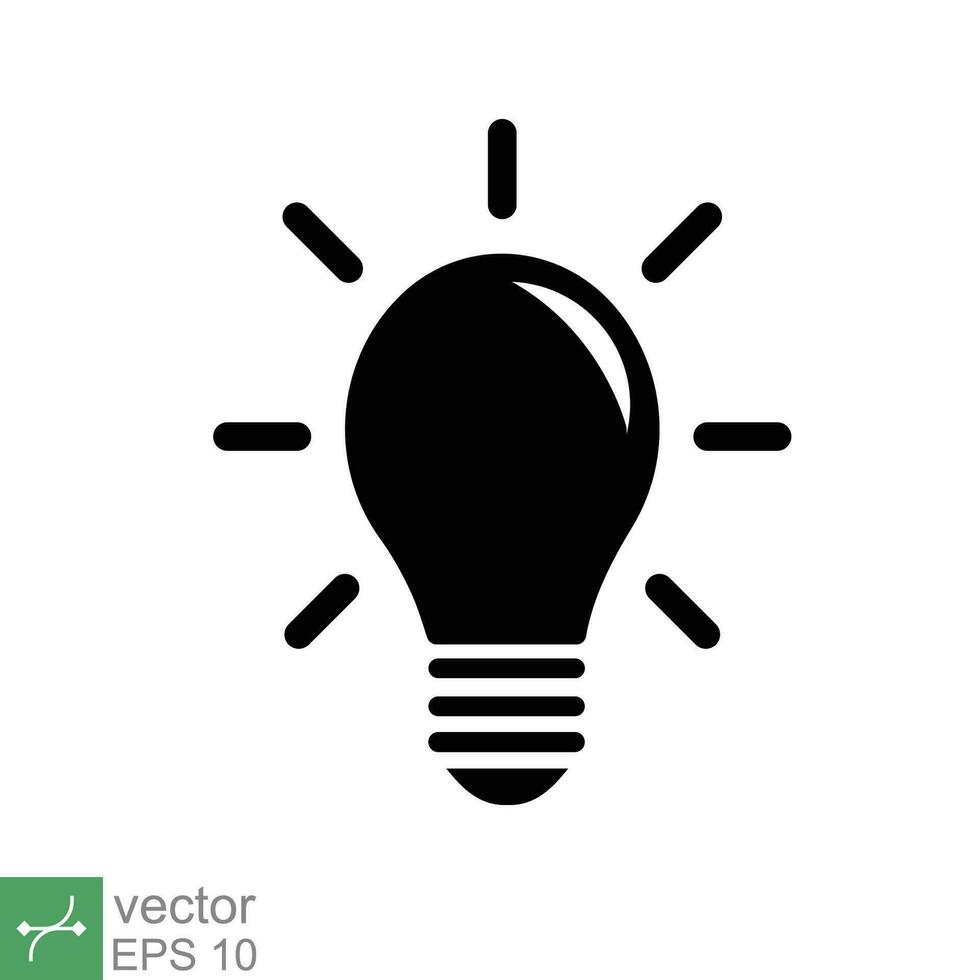 Lamp icon. Simple solid style. Bulb, light, idea, lightbulb, intelligent, think, creative concept. Glyph vector illustration flat symbol isolated on white background. EPS 10.