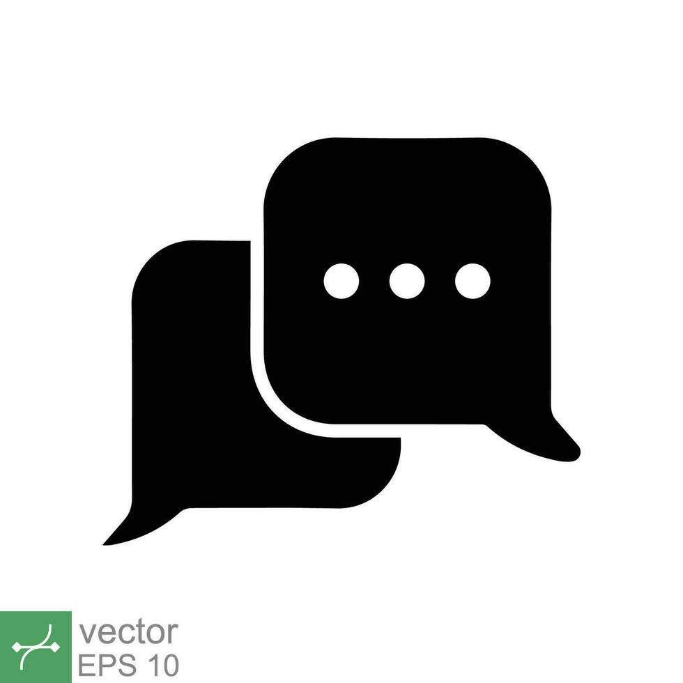 Chat icon. Simple solid style. Speech bubble, conversation, dialog, forum, discussion, message, help, chatting concept. Glyph vector illustration isolated on white background. EPS 10.