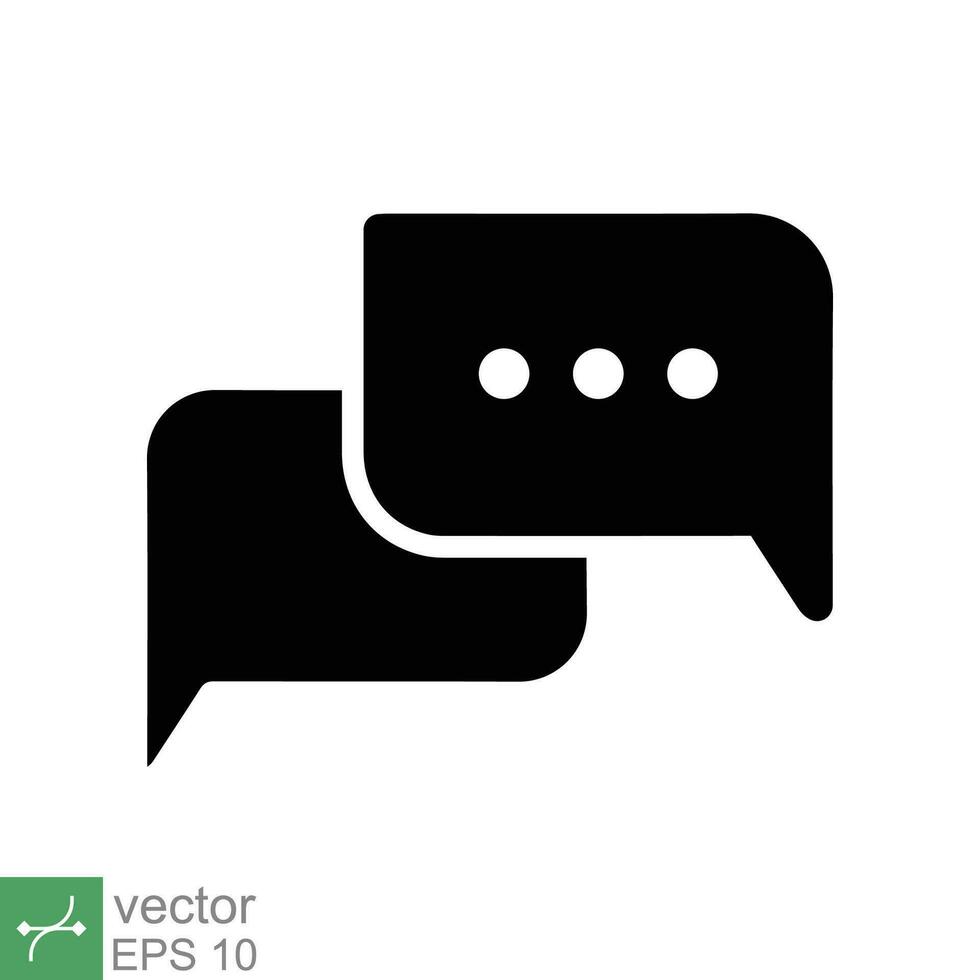 Chat icon. Simple solid style. Speech bubble, conversation, dialog, forum, discussion, message, help, chatting concept. Glyph vector illustration isolated on white background. EPS 10.