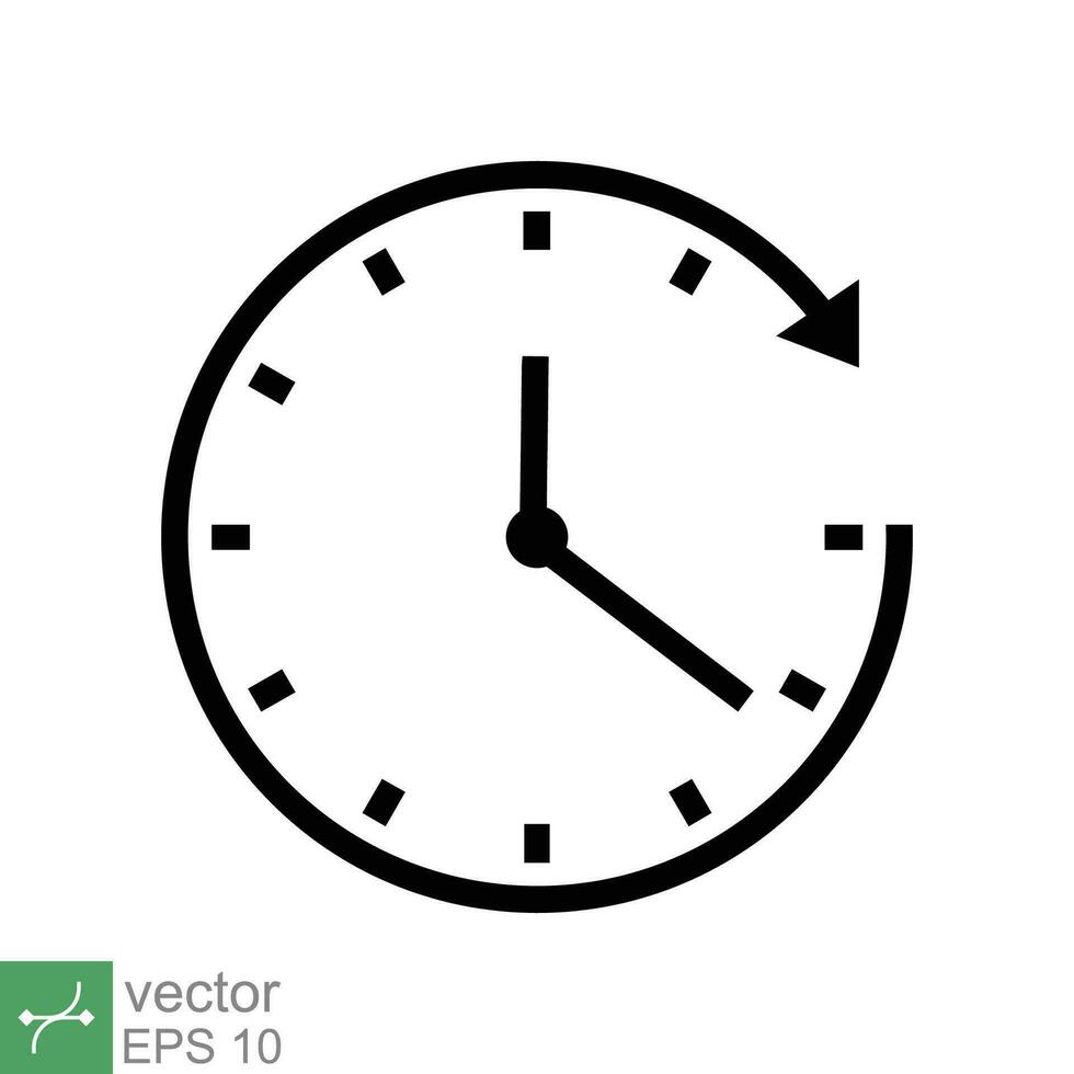 Clock icon. Simple flat style. Time, arrow, wall, business, circle, speed, stopwatch, deadline, alarm counter concept. Vector illustration isolated on white background. EPS 10.