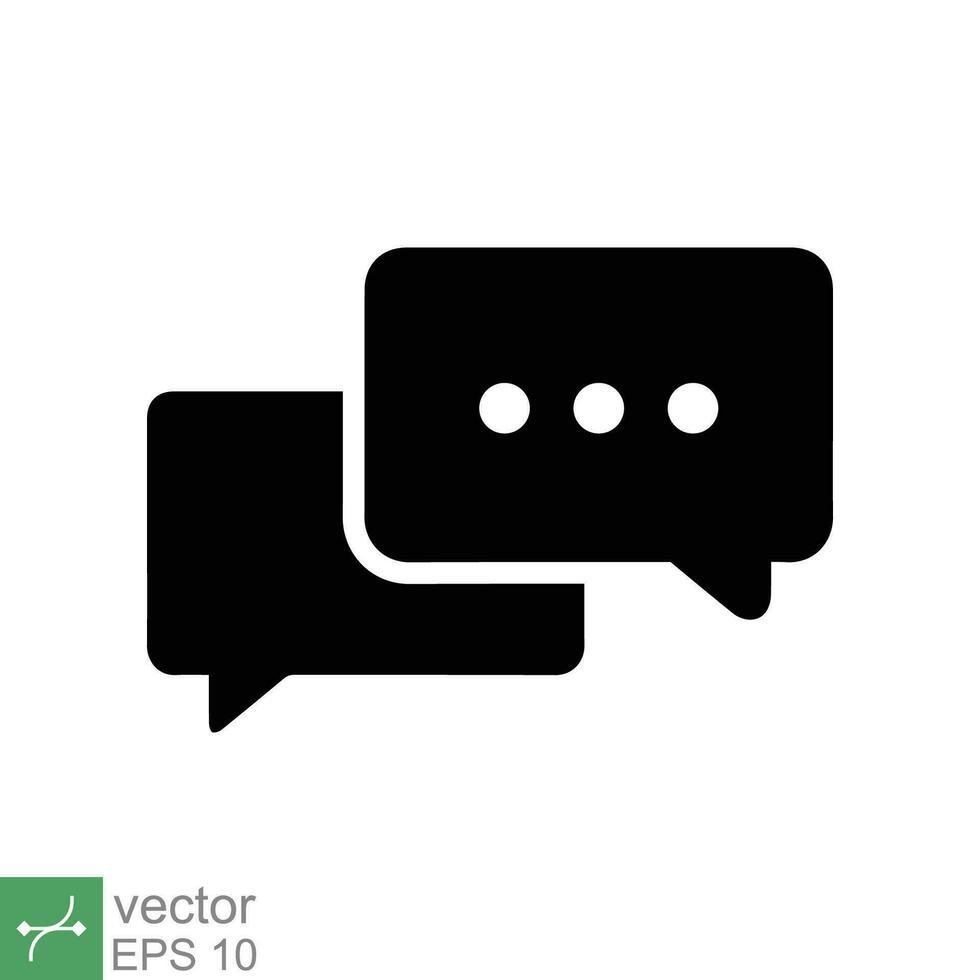 Chat icon. Simple solid style. Speech bubble, conversation, dialog, forum, discussion, message, help, chatting concept. Glyph vector illustration isolated on white background. EPS 10.