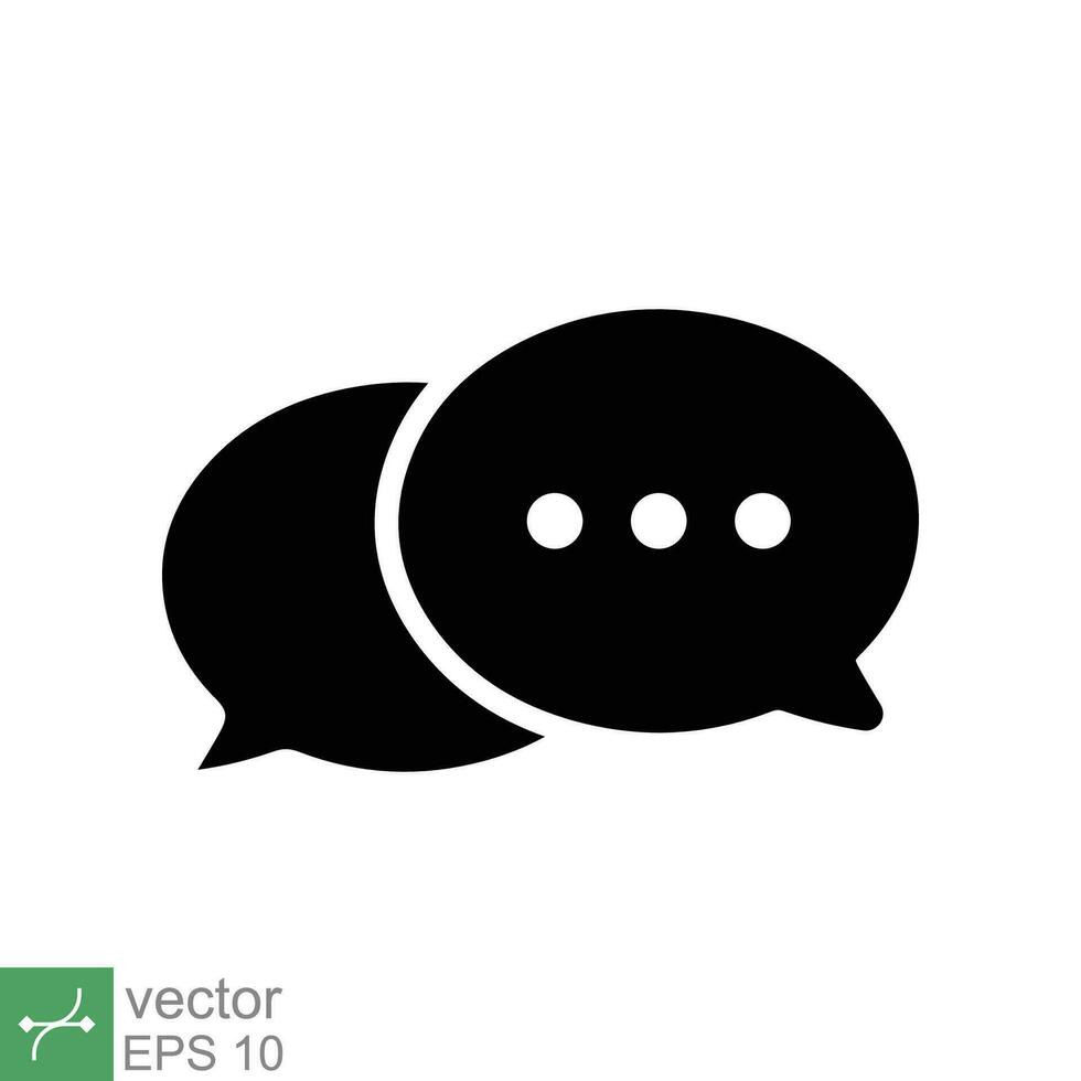 Chat icon. Simple solid style. Speech bubble, conversation, dialog, forum, discussion, message, help, chatting concept. Glyph vector illustration isolated on white background. EPS 10.