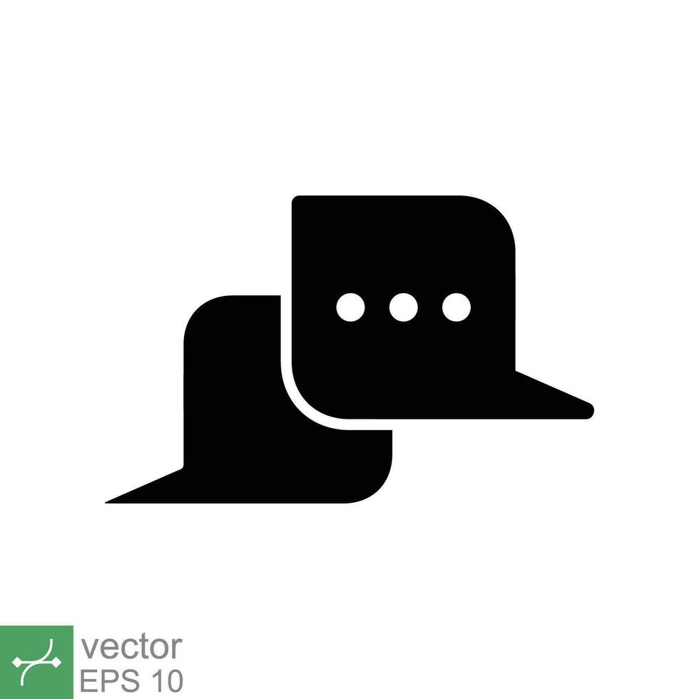 Chat icon. Simple solid style. Speech bubble, conversation, dialog, forum, discussion, message, help, chatting concept. Glyph vector illustration isolated on white background. EPS 10.