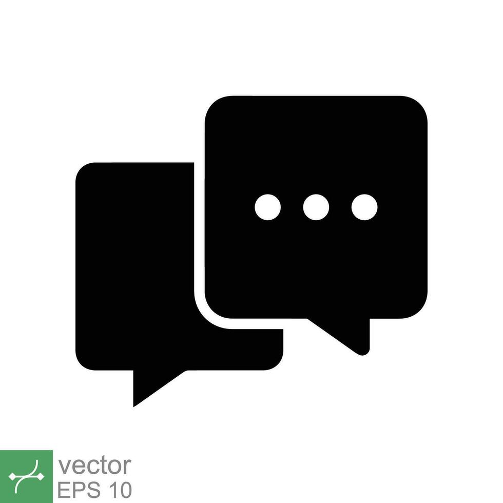 Chat icon. Simple solid style. Speech bubble, conversation, dialog, forum, discussion, message, help, chatting concept. Glyph vector illustration isolated on white background. EPS 10.