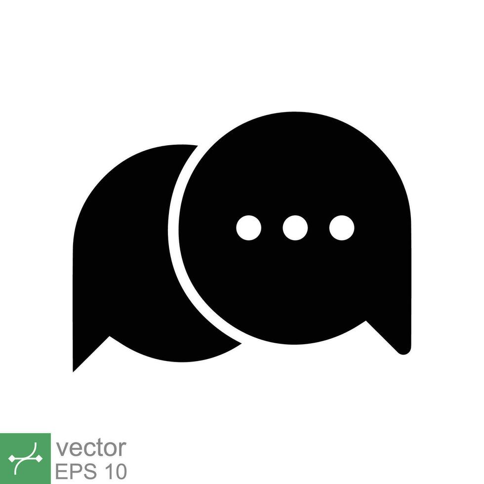 Chat icon. Simple solid style. Speech bubble, conversation, dialog, forum, discussion, message, help, chatting concept. Glyph vector illustration isolated on white background. EPS 10.