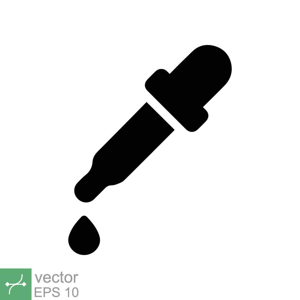 Dropper icon. Simple flat style. Pipette, eye drop, medicine, bottle, eyedropper, lab, droplet, science design. Vector illustration isolated on white background. EPS 10.