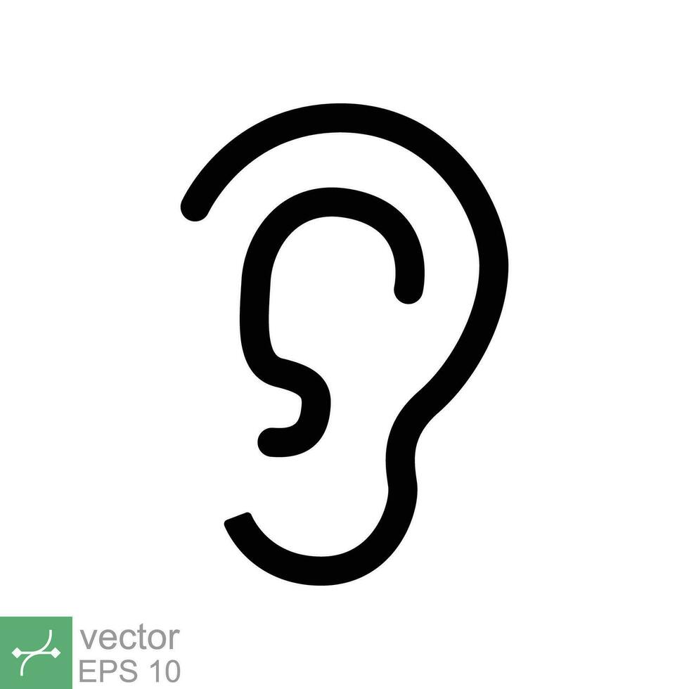 oído icono. sencillo contorno estilo. escuchar, escuchar, sordo, humano sentido, médico y salud concepto. línea vector ilustración aislado en blanco antecedentes. eps 10