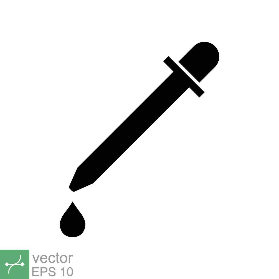Dropper icon. Simple flat style. Pipette, eye drop, medicine, bottle, eyedropper, lab, droplet, science design. Vector illustration isolated on white background. EPS 10.