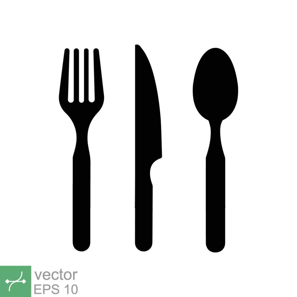 tenedor cuchillo cuchara icono. sencillo sólido estilo. cuchillería símbolo, utensilio, vajilla negro siluetas, comida concepto. glifo vector ilustración aislado en blanco antecedentes. eps 10