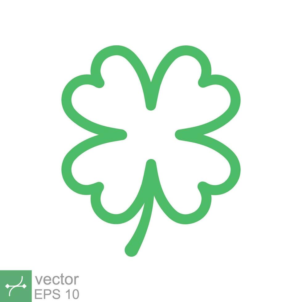 Four leaf clover icon. Simple outline style. Green shamrock, luck concept. Line vector illustration isolated on white background. EPS 10.