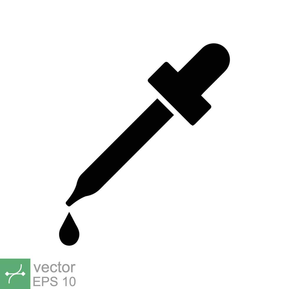 Dropper icon. Simple flat style. Pipette, eye drop, medicine, bottle, eyedropper, lab, droplet, science design. Vector illustration isolated on white background. EPS 10.