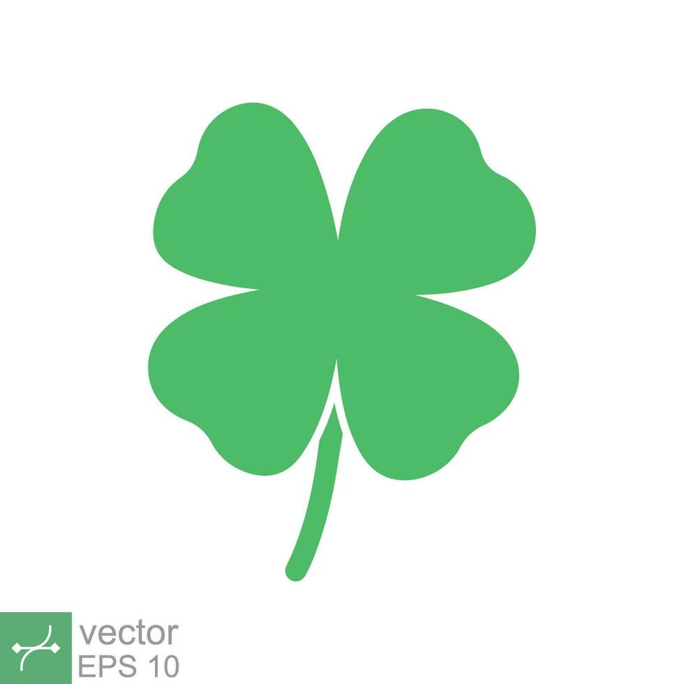 Four leaf clover icon. Simple solid style. Green shamrock, luck concept. Glyph vector illustration isolated on white background. EPS 10.