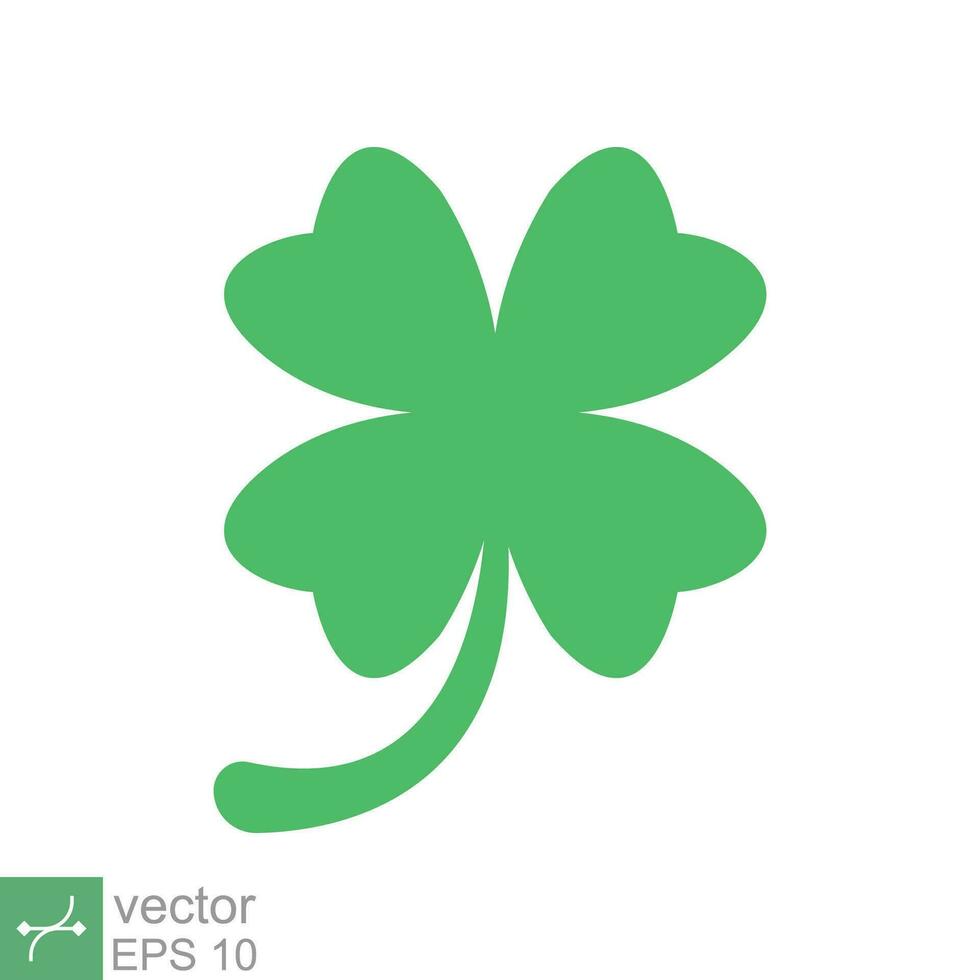 Four leaf clover icon. Simple solid style. Green shamrock, luck concept. Glyph vector illustration isolated on white background. EPS 10.