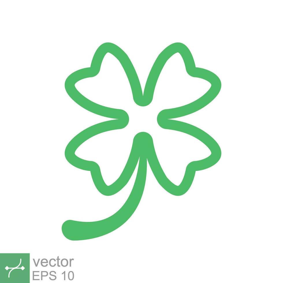 Four leaf clover icon. Simple outline style. Green shamrock, luck concept. Line vector illustration isolated on white background. EPS 10.