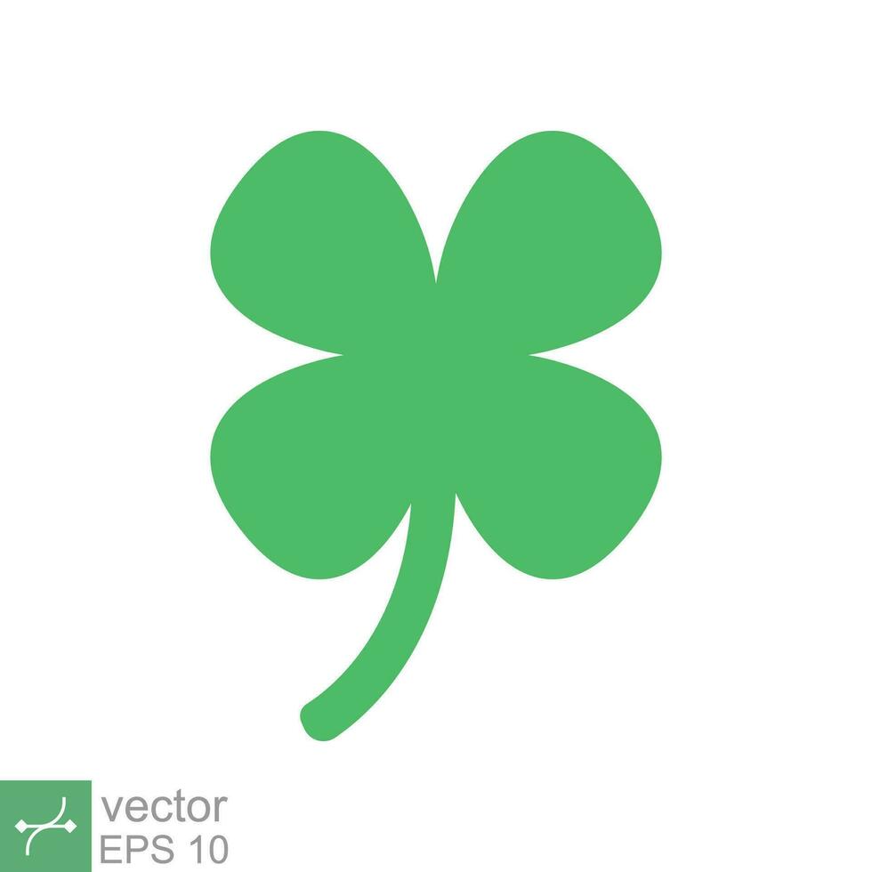 Four leaf clover icon. Simple solid style. Green shamrock, luck concept. Glyph vector illustration isolated on white background. EPS 10.