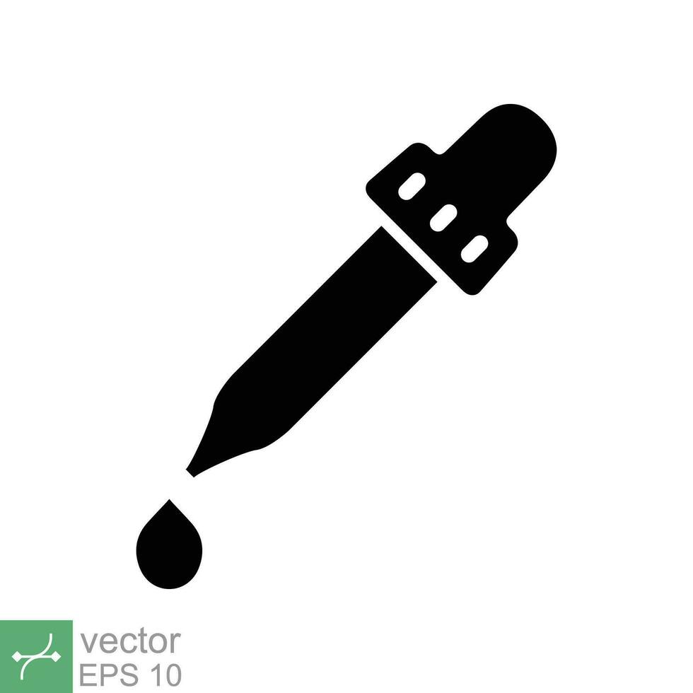 Dropper icon. Simple flat style. Pipette, eye drop, medicine, bottle, eyedropper, lab, droplet, science design. Vector illustration isolated on white background. EPS 10.