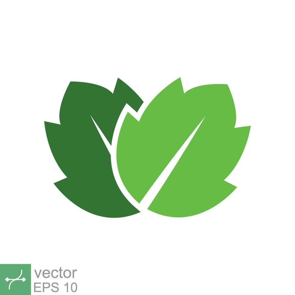 Green leaf icon. Simple flat style. Two leaf ecology, eco green, nature, organic, spring, floral, plant, environment concept. Vector illustration isolated on white background. EPS 10.