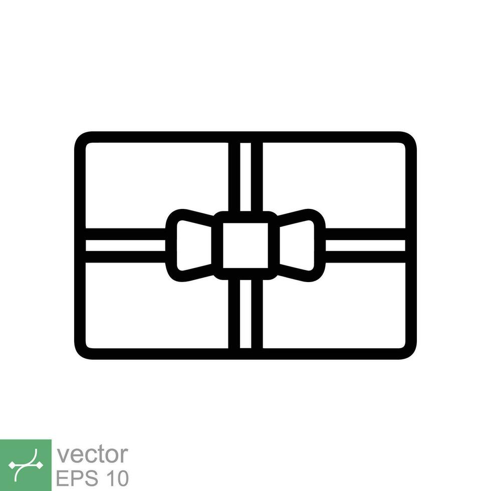 regalo tarjeta icono. sencillo contorno estilo. vale, Pagado por adelantado, descuento, cupón, compra, mercancías, venta, negocio concepto. Delgado línea vector ilustración aislado en blanco antecedentes. eps 10