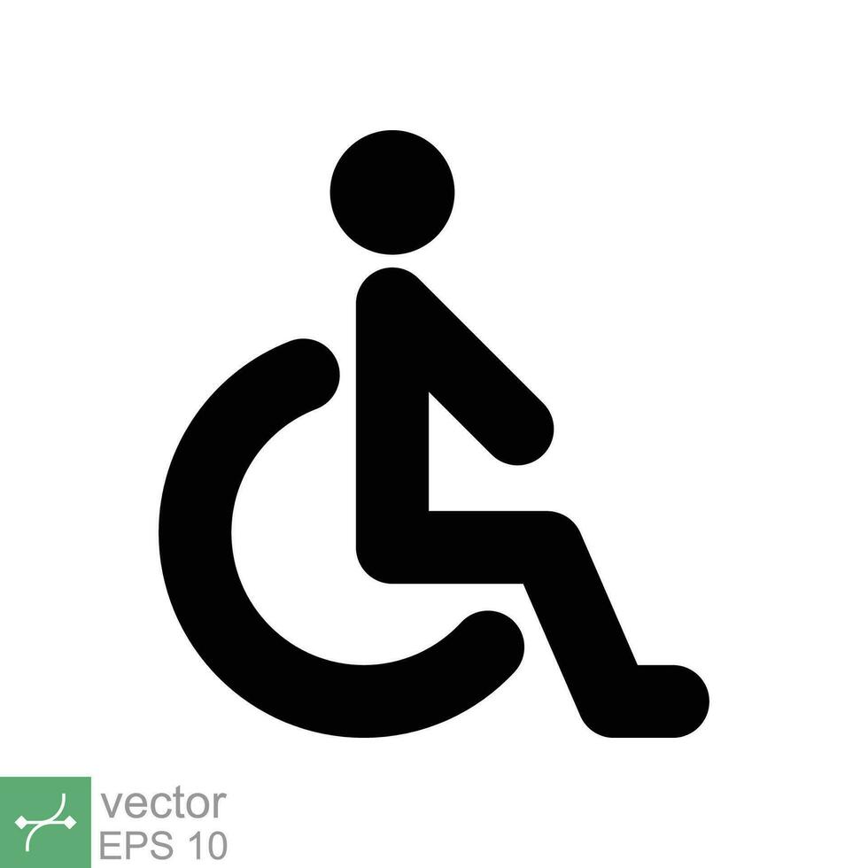 Handicapped patient icon. Simple solid style. Linear style sign, wheelchair, handicap, pictogram, stick, medicine, hospital concept. Glyph vector illustration isolated on white background. EPS 10.