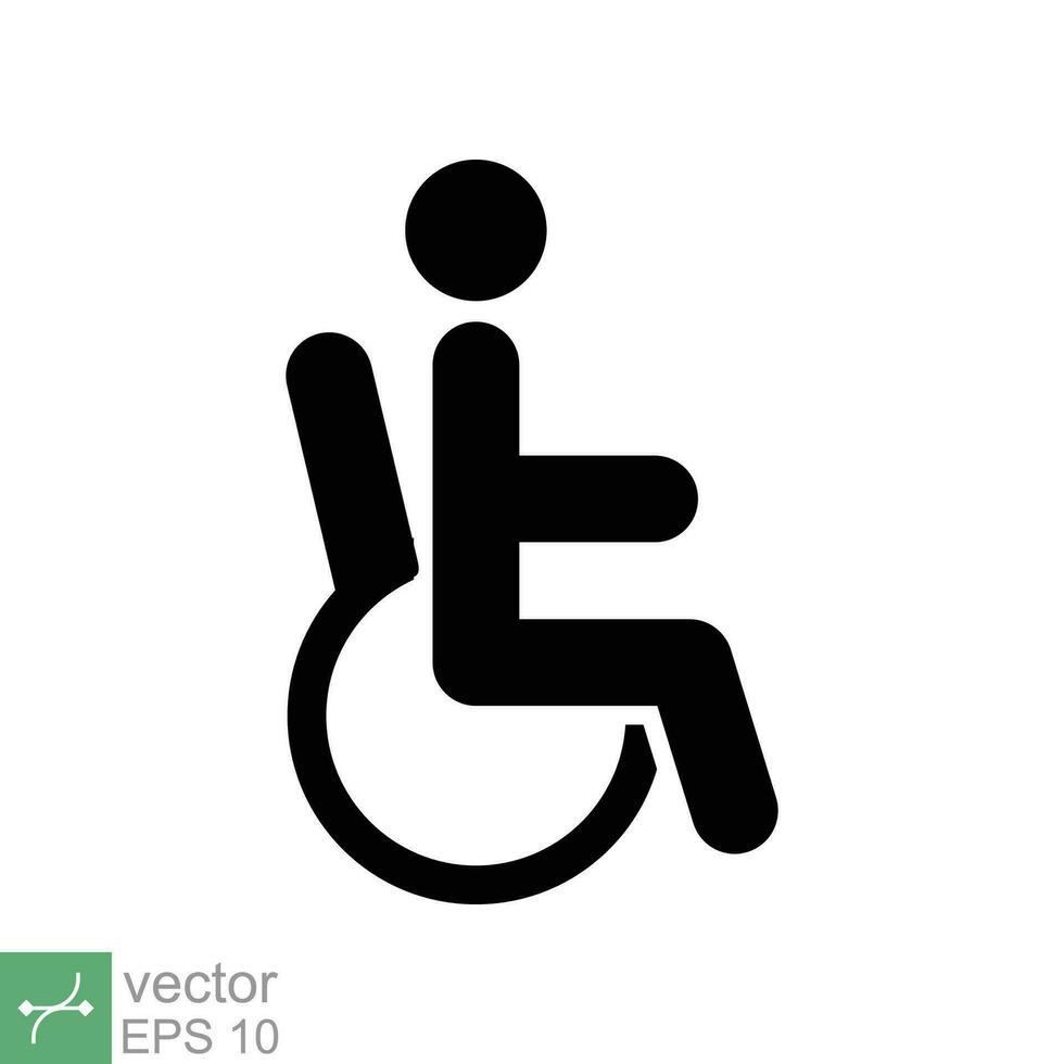 Handicapped patient icon. Simple solid style. Linear style sign, wheelchair, handicap, pictogram, stick, medicine, hospital concept. Glyph vector illustration isolated on white background. EPS 10.