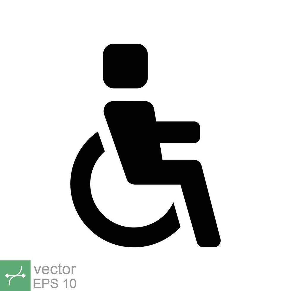 minusválido paciente icono. sencillo sólido estilo. lineal estilo firmar, silla de ruedas, Desventaja, pictograma, palo, medicamento, hospital concepto. glifo vector ilustración aislado en blanco antecedentes. eps 10