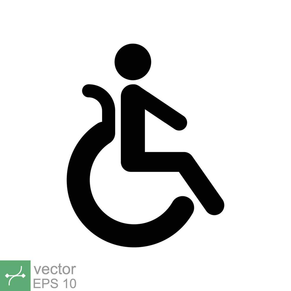 Handicapped patient icon. Simple solid style. Linear style sign, wheelchair, handicap, pictogram, stick, medicine, hospital concept. Glyph vector illustration isolated on white background. EPS 10.