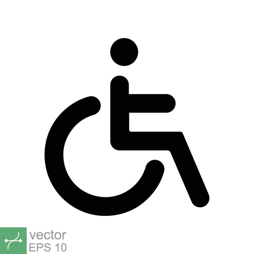 Handicapped patient icon. Simple solid style. Linear style sign, wheelchair, handicap, pictogram, stick, medicine, hospital concept. Glyph vector illustration isolated on white background. EPS 10.