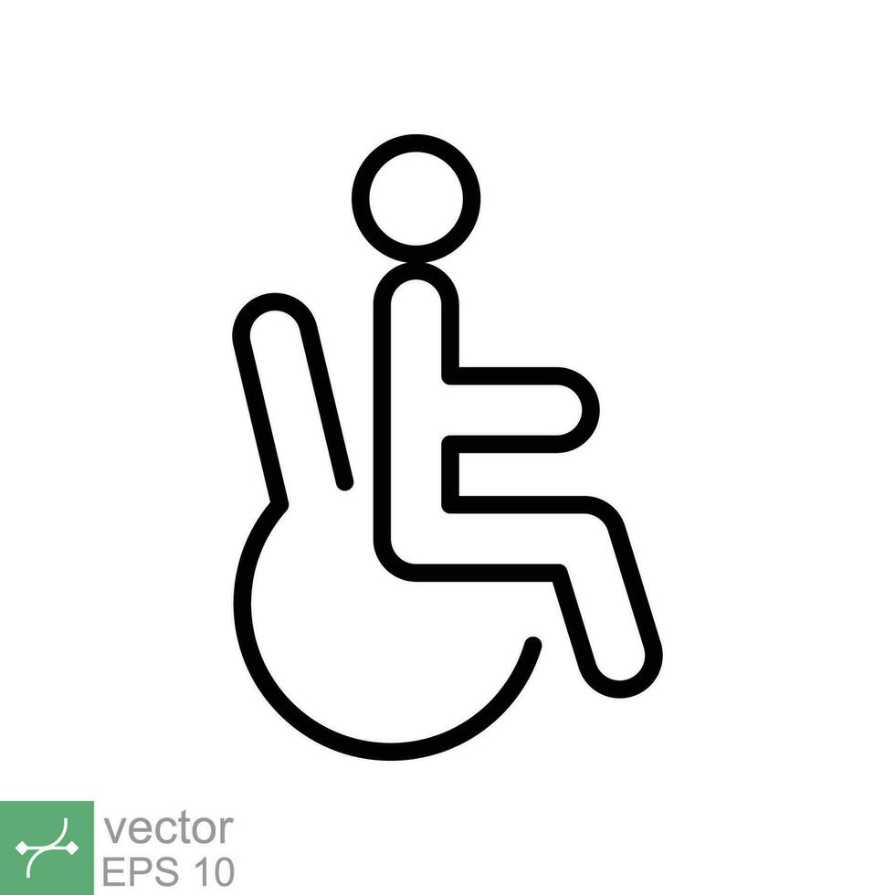 Handicapped patient icon. Simple outline style. Linear style sign, wheelchair, handicap, pictogram, stick, medicine, hospital concept. Line vector illustration isolated on white background. EPS 10.