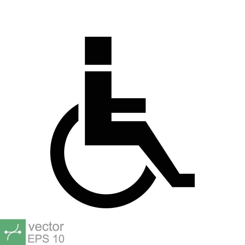 Handicapped patient icon. Simple solid style. Linear style sign, wheelchair, handicap, pictogram, stick, medicine, hospital concept. Glyph vector illustration isolated on white background. EPS 10.