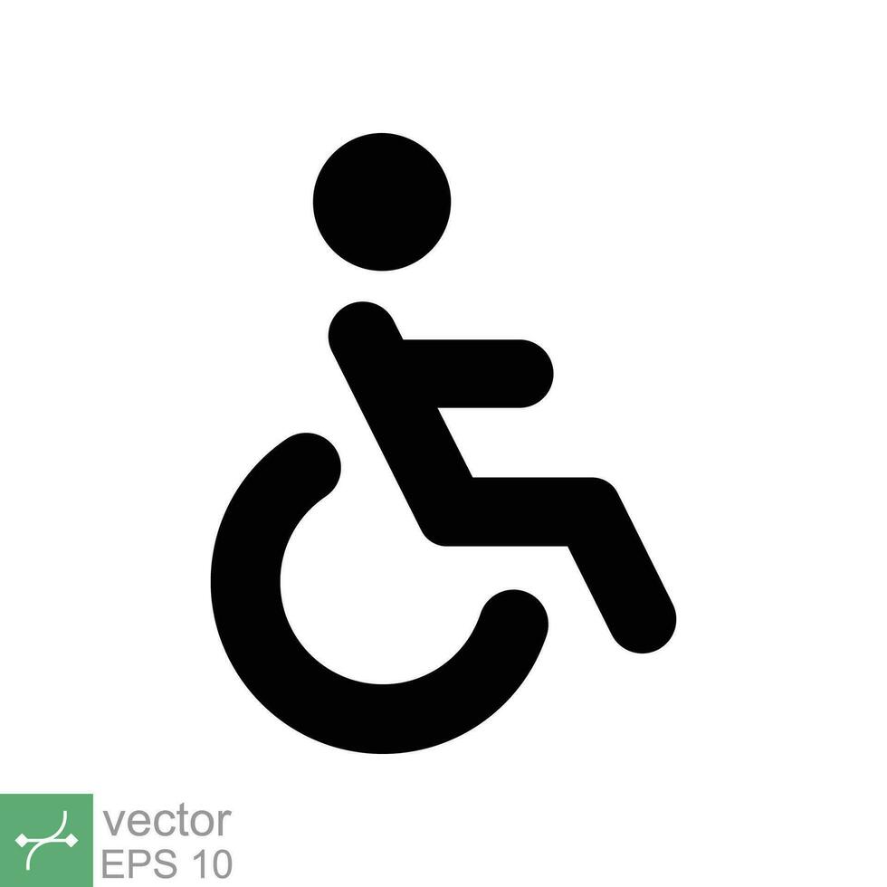 Handicapped patient icon. Simple solid style. Linear style sign, wheelchair, handicap, pictogram, stick, medicine, hospital concept. Glyph vector illustration isolated on white background. EPS 10.