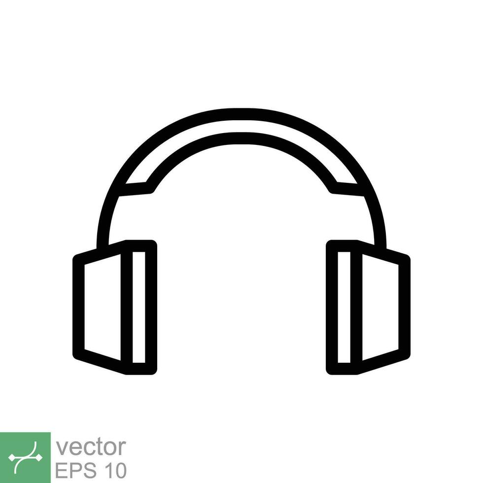 auriculares auriculares plano icono. sencillo contorno estilo. auricular, pictograma, escucha música, inalámbrico oído teléfono, tecnología concepto. línea vector ilustración aislado en blanco antecedentes. eps 10