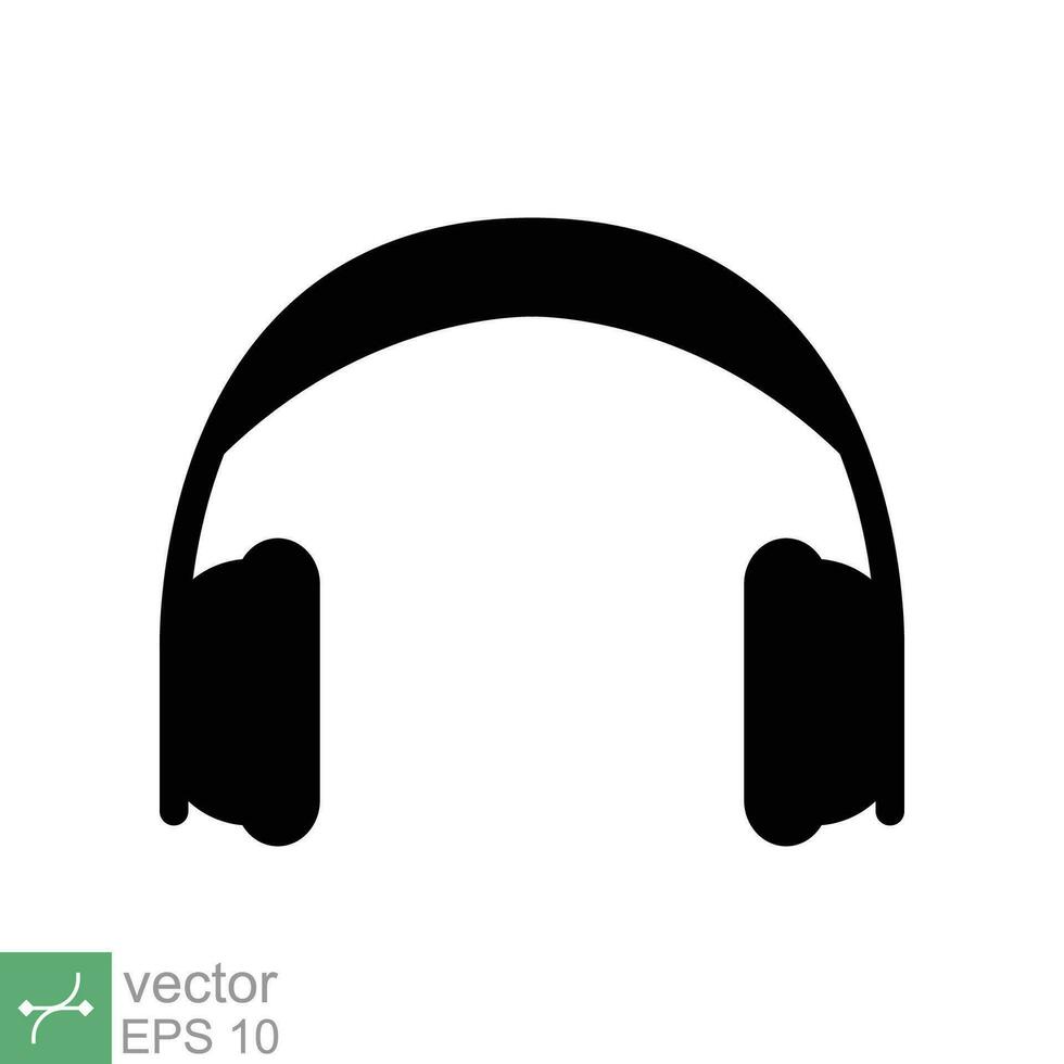 Headphones earphones flat icon. Simple solid style. Headphone, pictogram, listen music, wireless ear phone, technology concept. Glyph vector illustration isolated on white background. EPS 10.