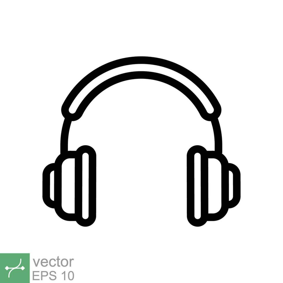 auriculares auriculares plano icono. sencillo contorno estilo. auricular, pictograma, escucha música, inalámbrico oído teléfono, tecnología concepto. línea vector ilustración aislado en blanco antecedentes. eps 10