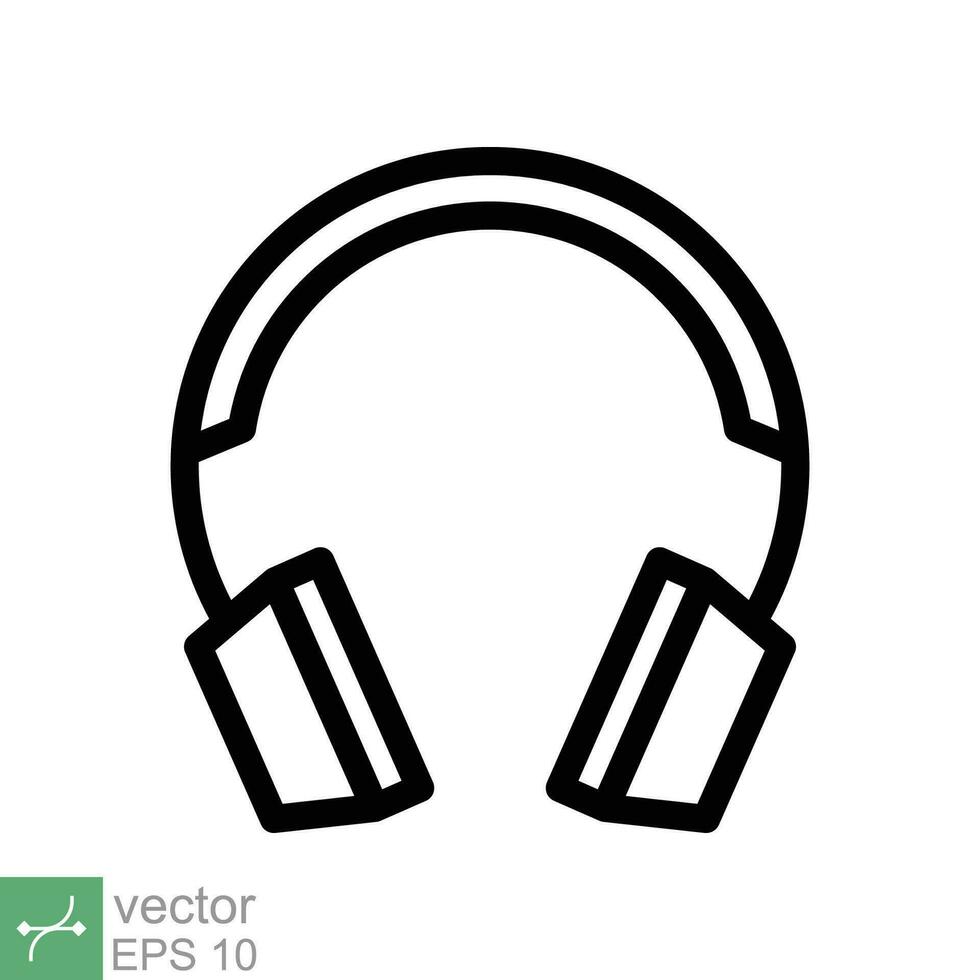 auriculares auriculares plano icono. sencillo contorno estilo. auricular, pictograma, escucha música, inalámbrico oído teléfono, tecnología concepto. línea vector ilustración aislado en blanco antecedentes. eps 10